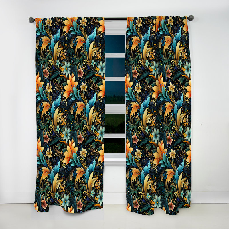 Motif cachemire botanique contemporain I - rideau glamour - obscurcissant velours - 1 panneau, L 52 po x L 90 po