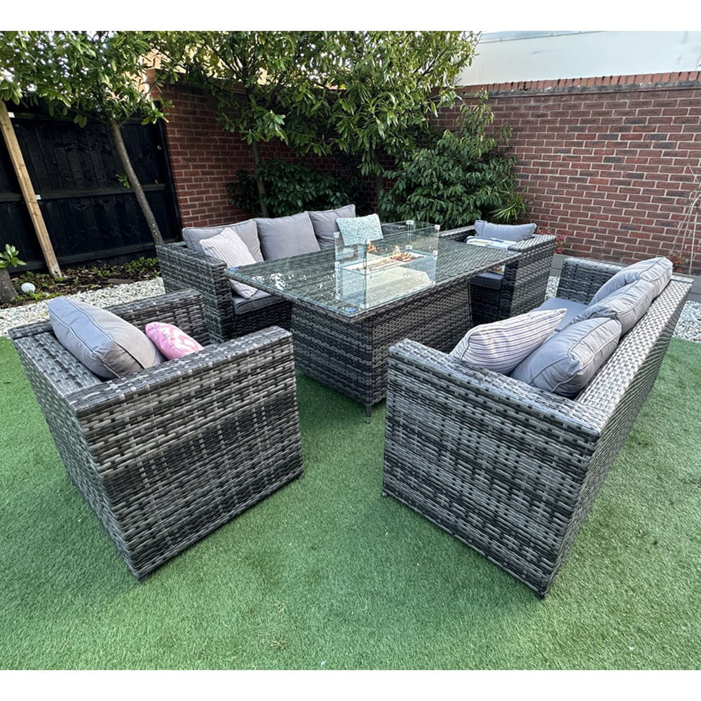 Vancouver 8 Seater Fire Pit Dining Table Set