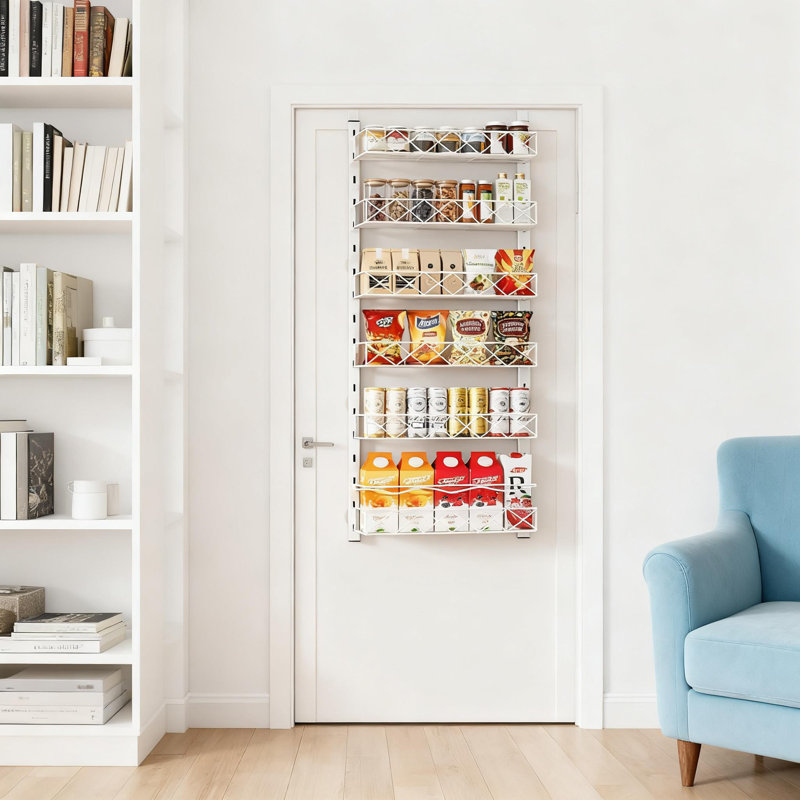 Organisateur au-dessus de la porte avec paniers réglables, support de rangement suspendu à 6 niveaux pour garde-manger, cuisine, salle de lavage, salle de bain et porte d'armoire