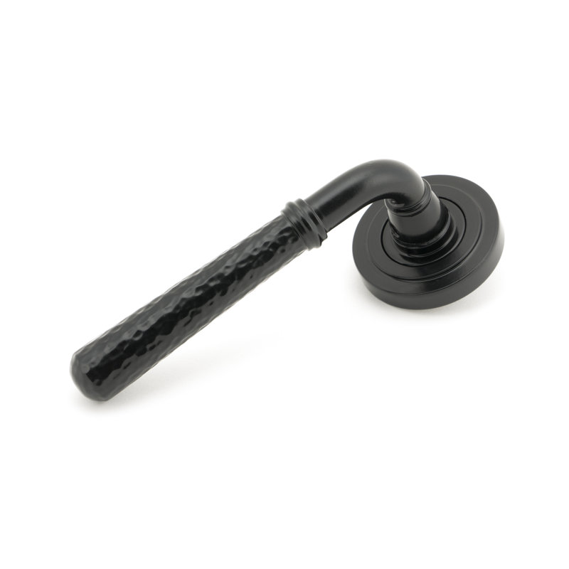 Hammered Newbury Lever on Rose Set (Art Deco), Black