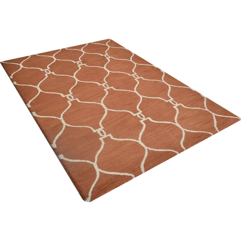 Coheman Hand Tufted Wool Eco-Friendly Area Rugs - Rectangle, Red Beige Color, Geometric Modern Design, High Pile Thick Handmade Anti Skid Area Rugs for Living Room, Bed Room