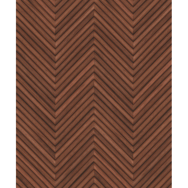 Woods and Wicker Collection Herringbone Wood Effect Wallpaper Roll, Red