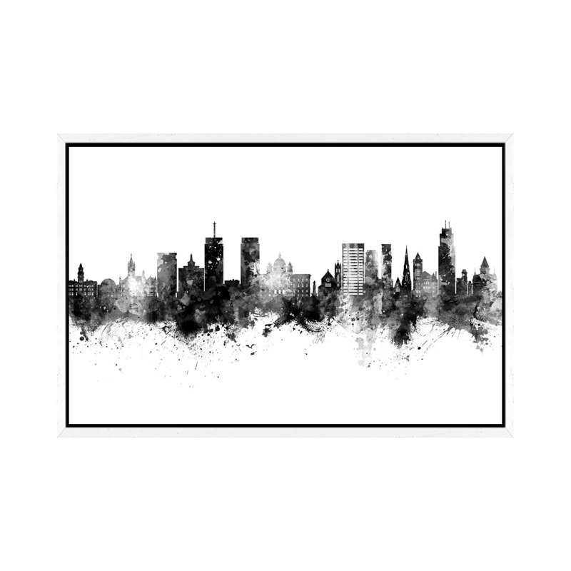 Syracuse New York Skyline by Michael Tompsett - Print on Canvas, White Floater Framed, 101.6cm H x 152.4cm W x 3.81cm D