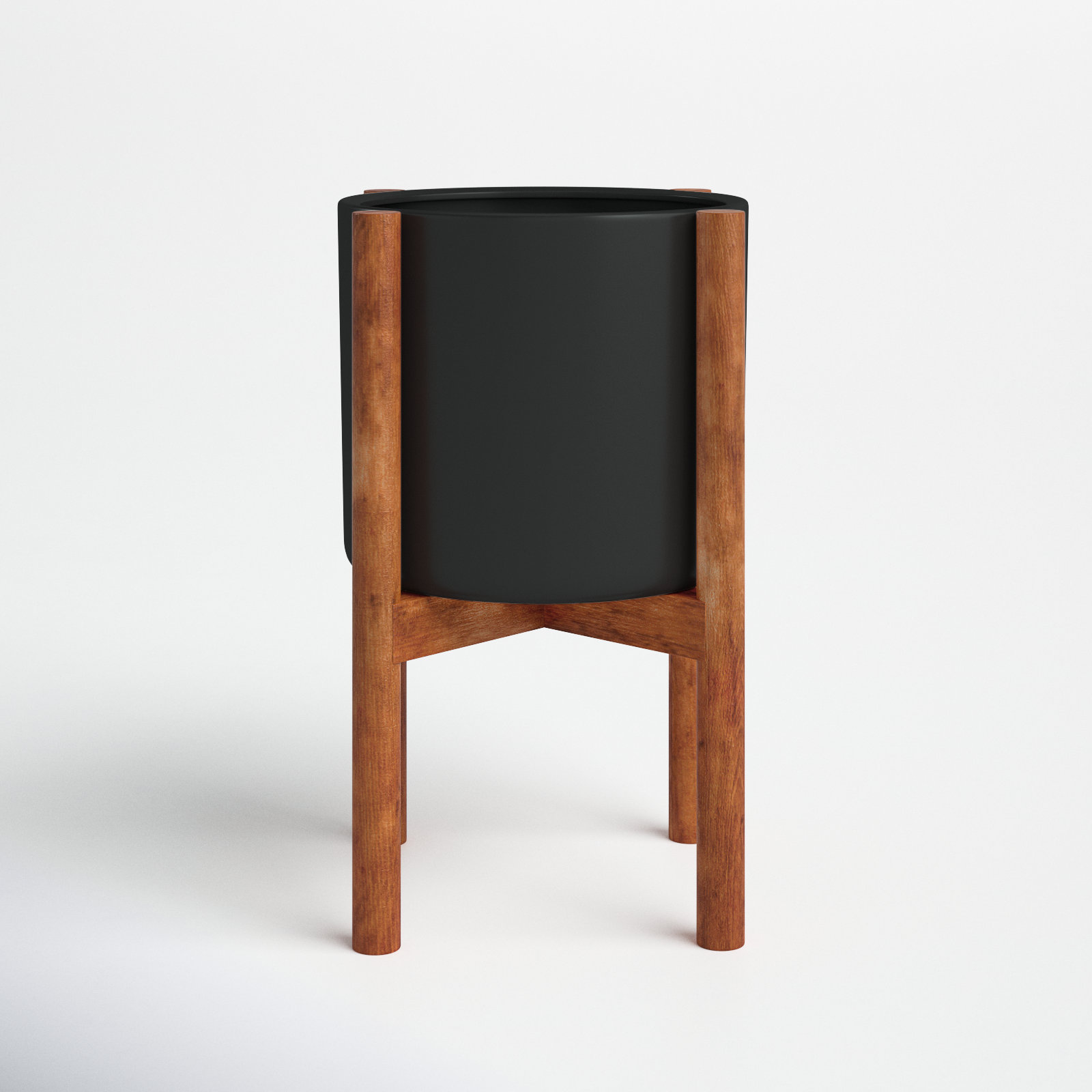 Dominic Pot Planter, Black/Walnut