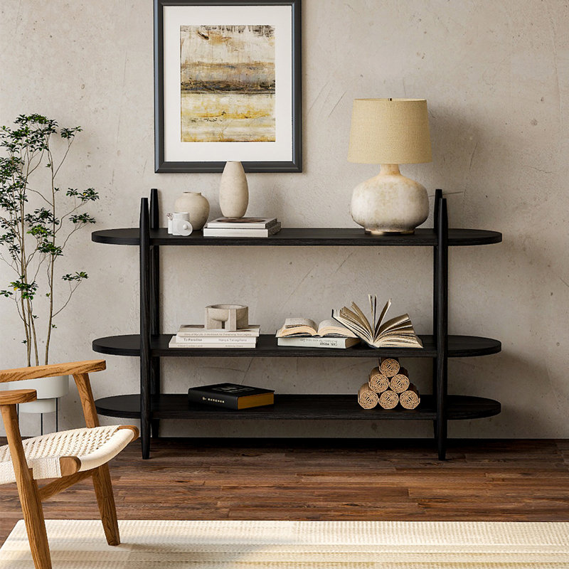Console ouverte et minimaliste en bois, Noir