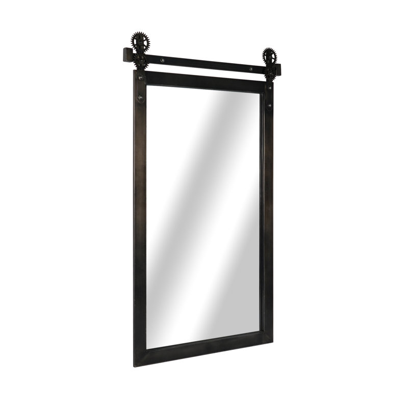 Modern Farmhouse Distressed Metal Rectangle Barn Door Style Wall Accent Mirror