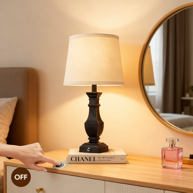 Ensemble de 2 lampes de table à intensité variable, 3 lumières à contrôle tactile, lampes de chevet de ferme avec ampoules blanc chaud incluses, décor rustique pour le salon et la chambre à coucher