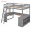 Lit mezzanine en bois avec bureau en U, compartiments de rangement et miroir à trois volets-1489760724