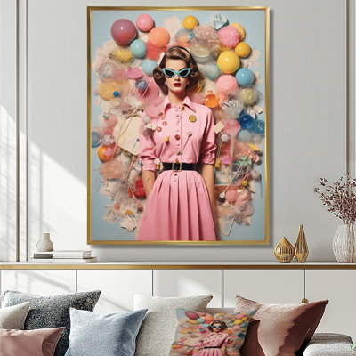 Artiste mural rétro «Fashionista» rose