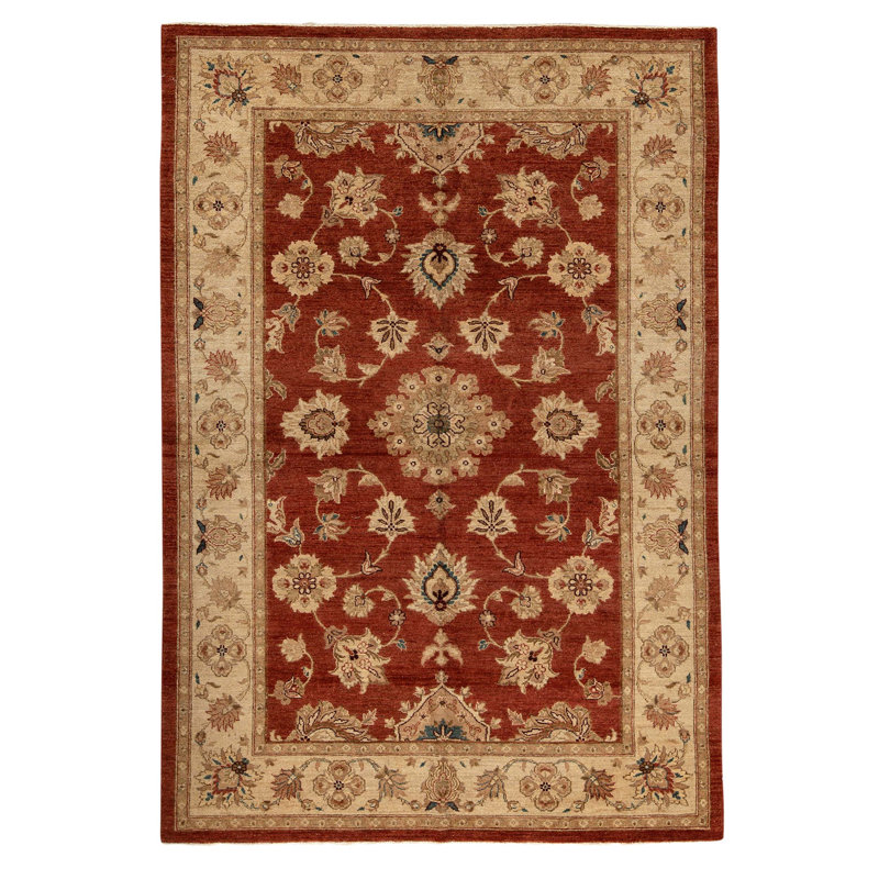 Tapis unique rouge / brun / beige de 6 pi 2 po x 8 pi 11 po