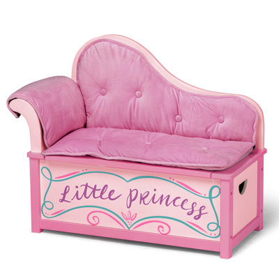 Wildkin Kids Princess Chaise Lounge with Storage, Measures 32 x 15.5 x 27 Inches, Features Toy Box Bench Seat Safety Hinge, Two Carrying Handles, and Removable Back, Arm, and Seat Cushions (Pink)