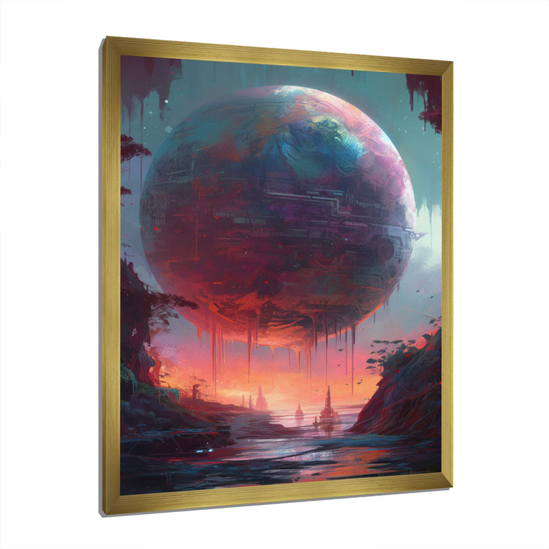 «Living In The Galaxy I», reproduction d'art sur toile, H 20 po x l 12 po x P 1 po, Encadrement doré