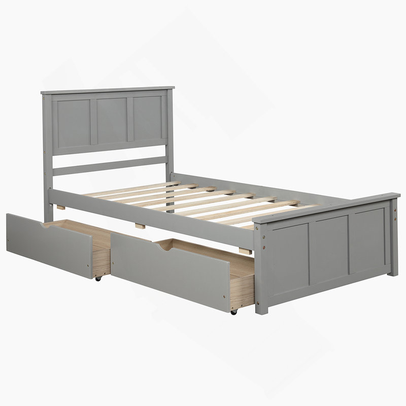 Lit plateforme avec rangement, Gris