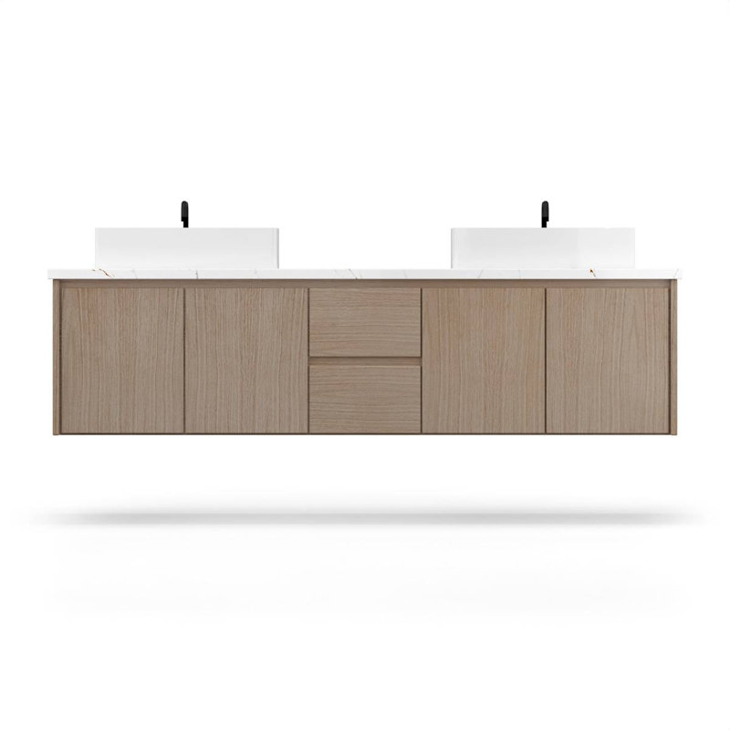 Meuble-lavabo flottant double Gilded, 72", Patine naturelle