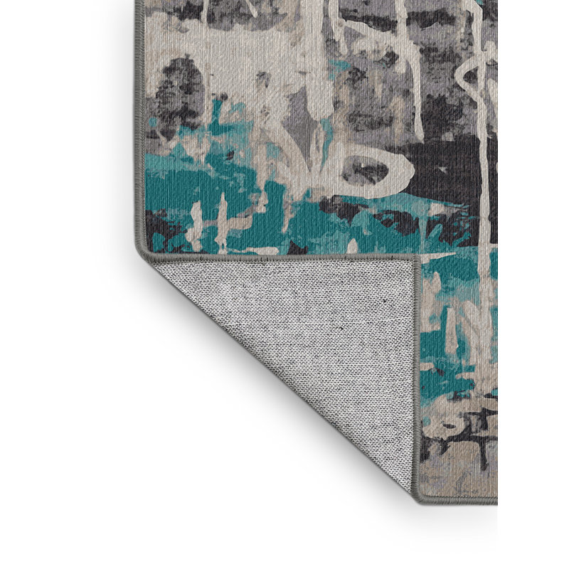 Machine Washable Gray Area Rug, Square 3'