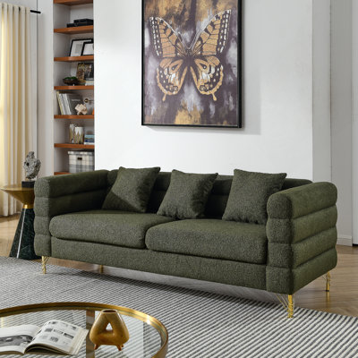 3 Seater Sectional Sofa, Living Room Comfort Fabric Sectional Sofa - Deep Seating Sectional Sofa, Soft Sitting With 3 Pillows