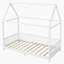 Lit simple en bois avec garde-corps et DEL, bois, blanc-480479937