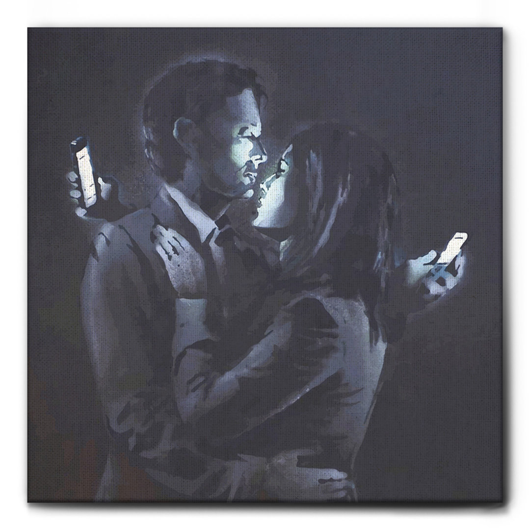 Leinwandbild Lovers on Mobile Phone von Banksy