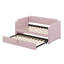 Lit de jour simple avec couchette escamotable, structure de lit de jour rembourrée en velours-1950861625