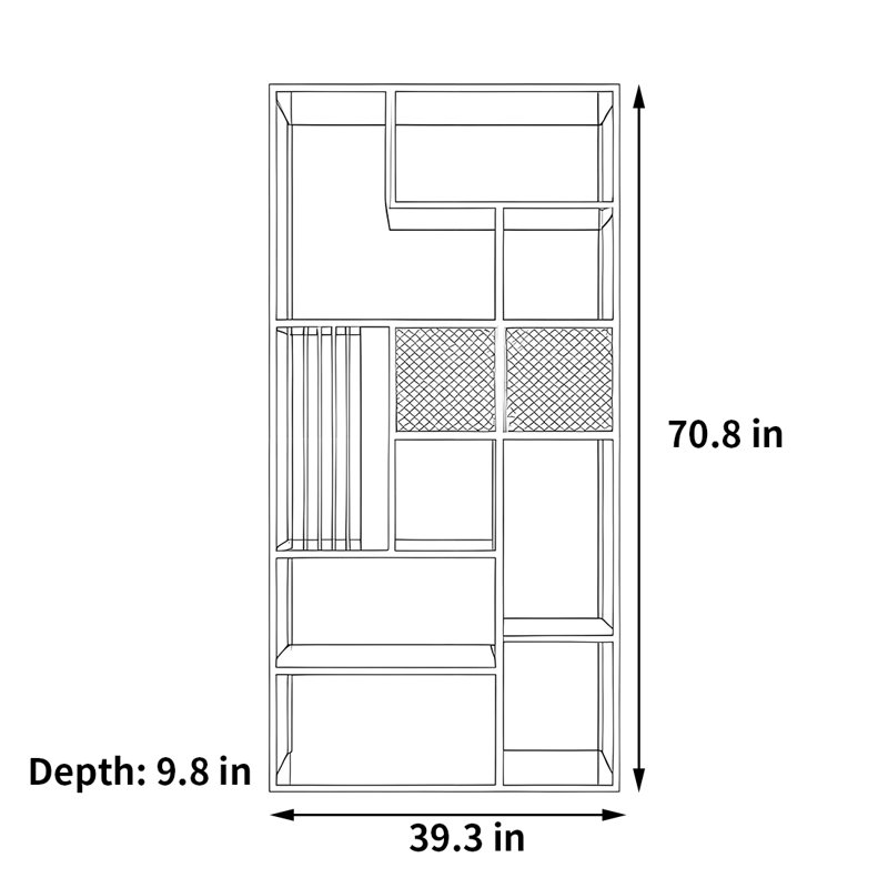 Bibliothèque robuste et durable, (7 tablettes) H 70,8 po x l 39,3 po x P 9,8 po