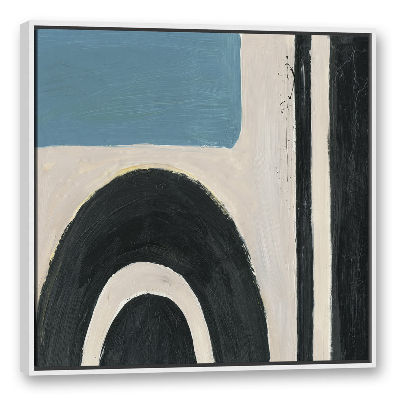 Abstrait noir et bleu - peinture sur toile, H 37,75 po x l 37,75 po x P 1,75 po, Toile à cadre flottant blanc