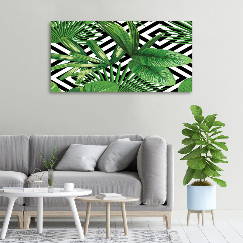 Tropical Leaves - No Frame Print on Glass, Canvas, 50cm H x 100cm W x 2cm D