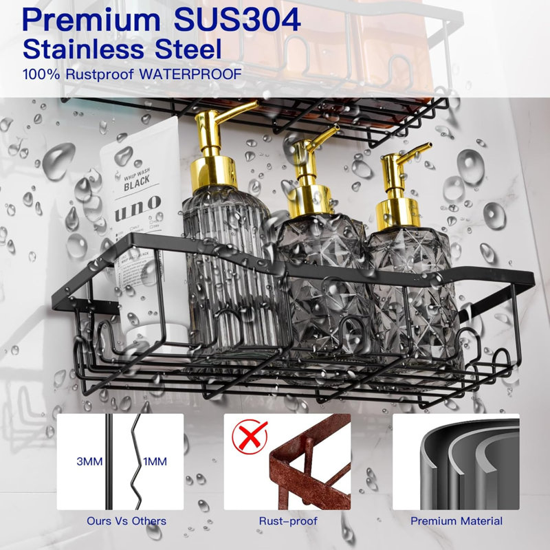 Adhesive Stainless Steel Shower Caddy