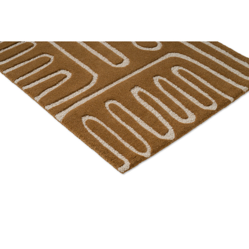 Hollow Handmade Wool Abstract Area Rug, Tan, Runner 2'7'' x 9'10''
