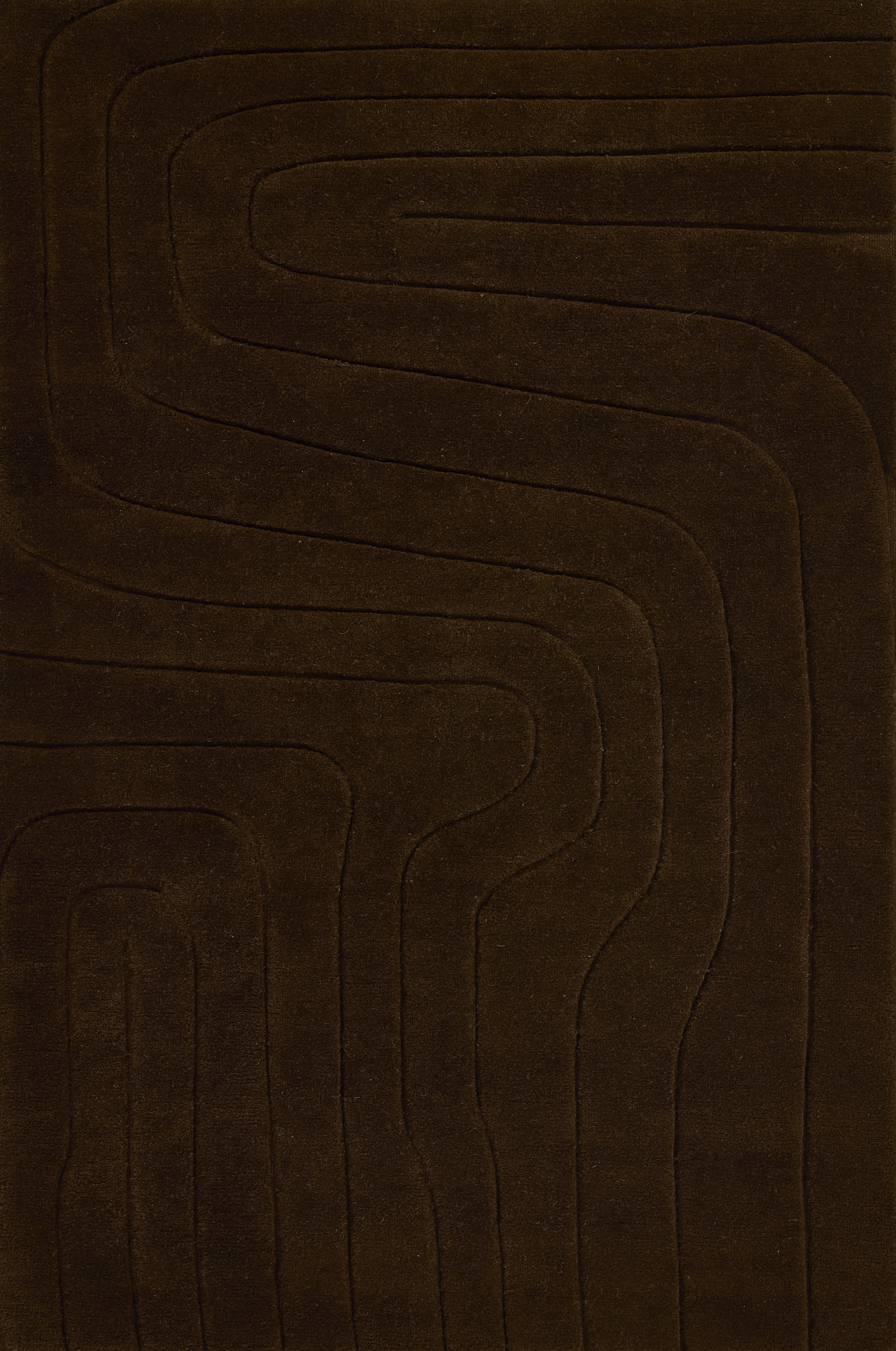 Aelin Wavy Hand Tufted Wool Brown Area Rug