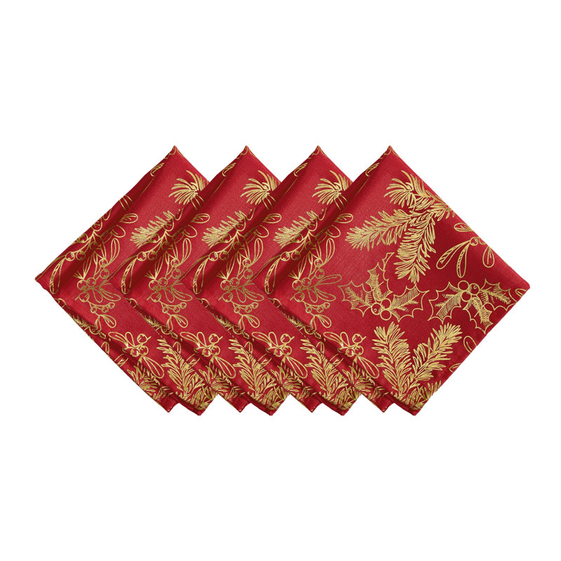 Kailyne Foil Woodland Holiday Fabric Napkins