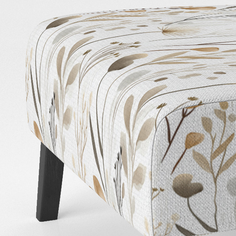 Fauteuil de chambre beige Floral, Pantoufle sans accoudoirs