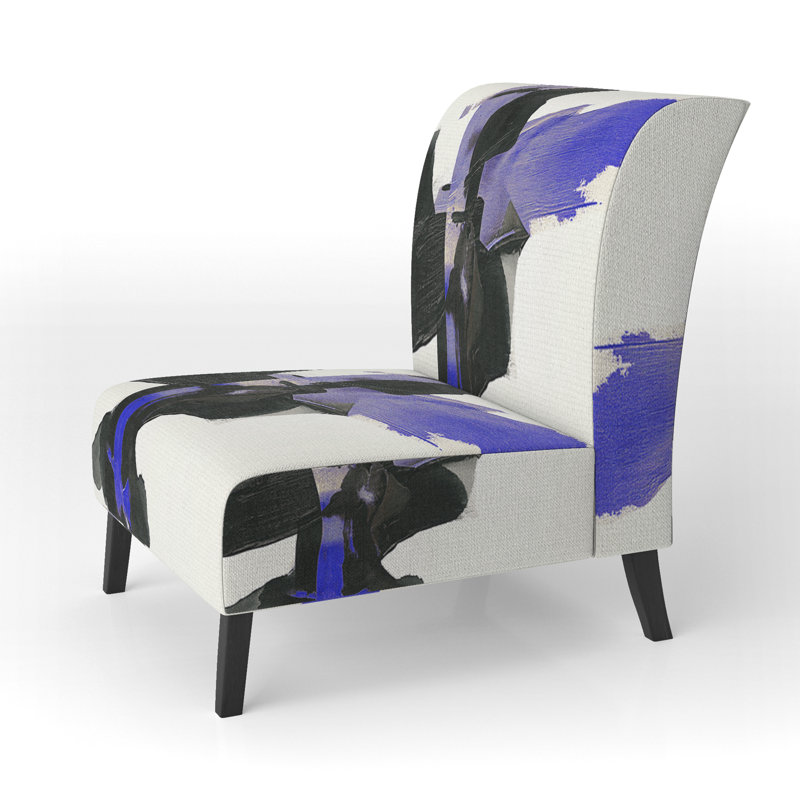 Fauteuil de chambre rembourré Geometric IV, Bleu / blanc / noir