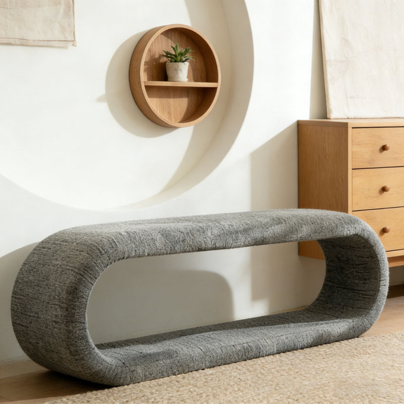 Banc rembourré en chenille de 52,17 po de largeur, Gris