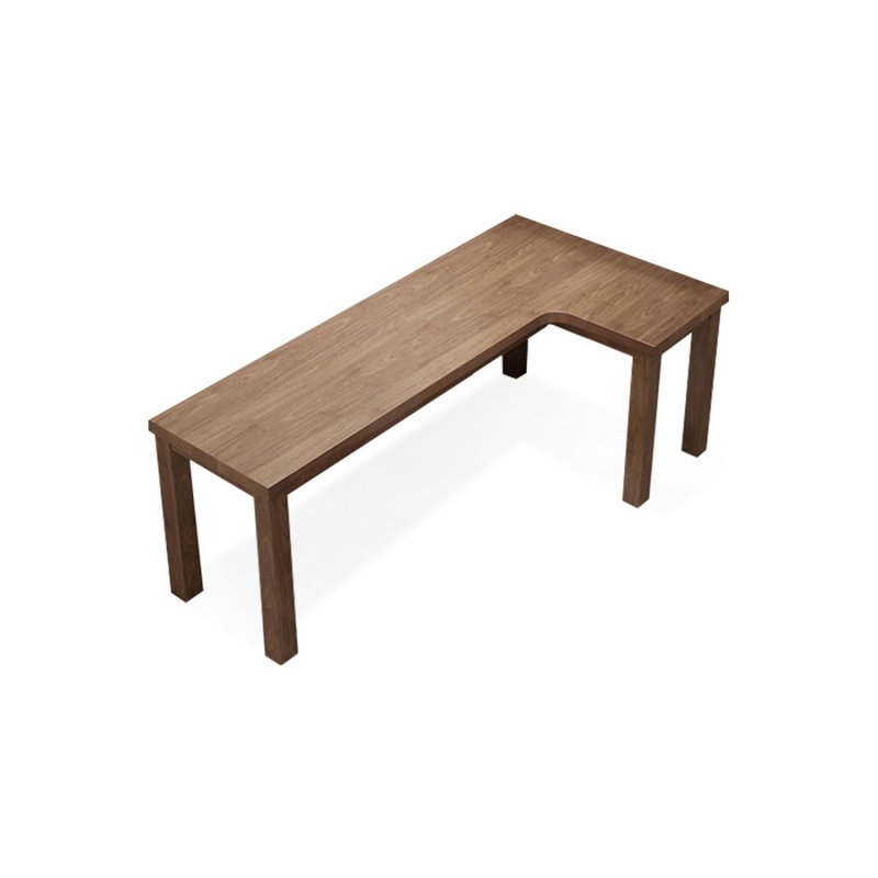 Bureau d'écriture en L en bois massif brun noisette, Retour à droite, 29.53" H x 62.99" W x 39.37" D