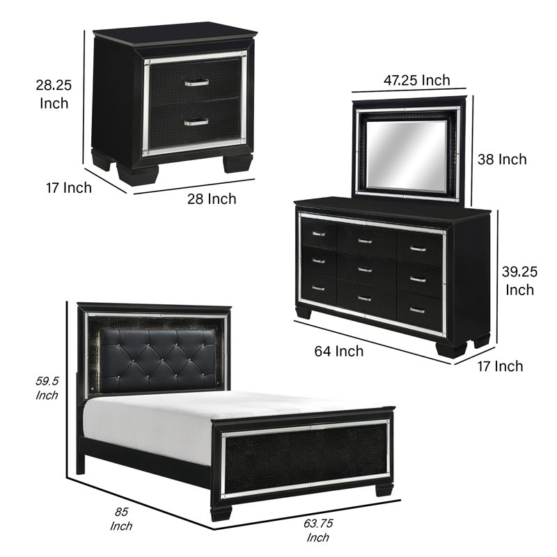 Solid Wood 4 Piece Bedroom Set