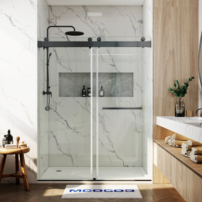 Opal Mirage MCOCOD 56-60.75" W x 79" H Double Sliding Frameless Soft Close Shower Door with 3/8" (10mm)Clear Glass