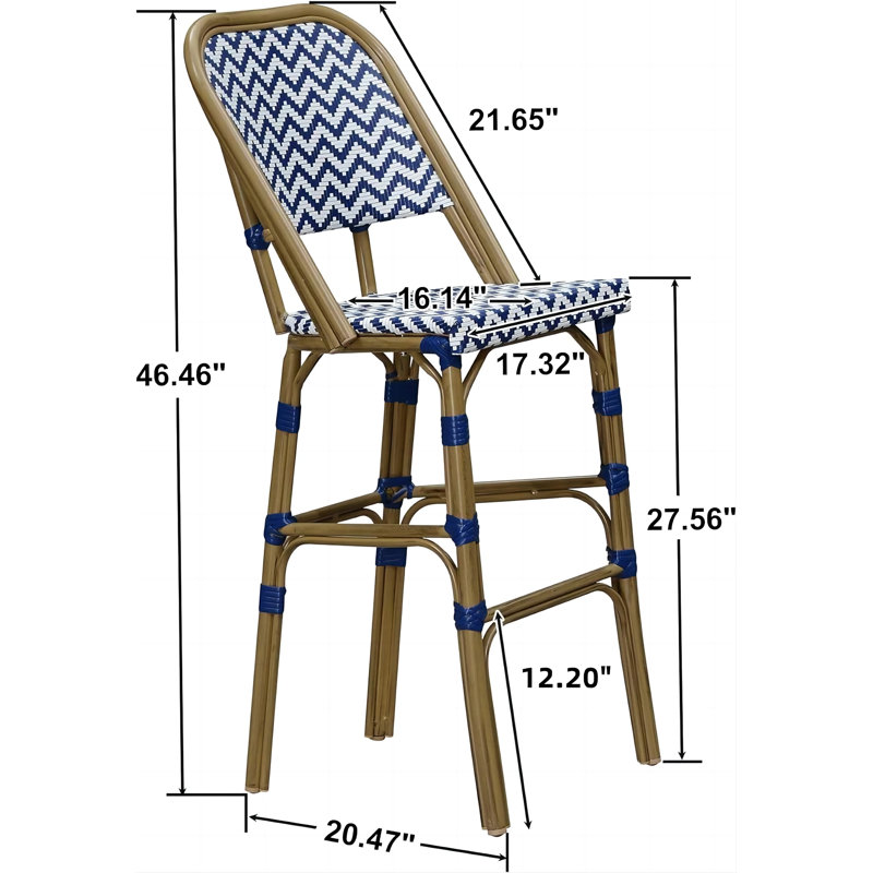 Tabouret de bar avec coussin, 27.56", Bleu foncé