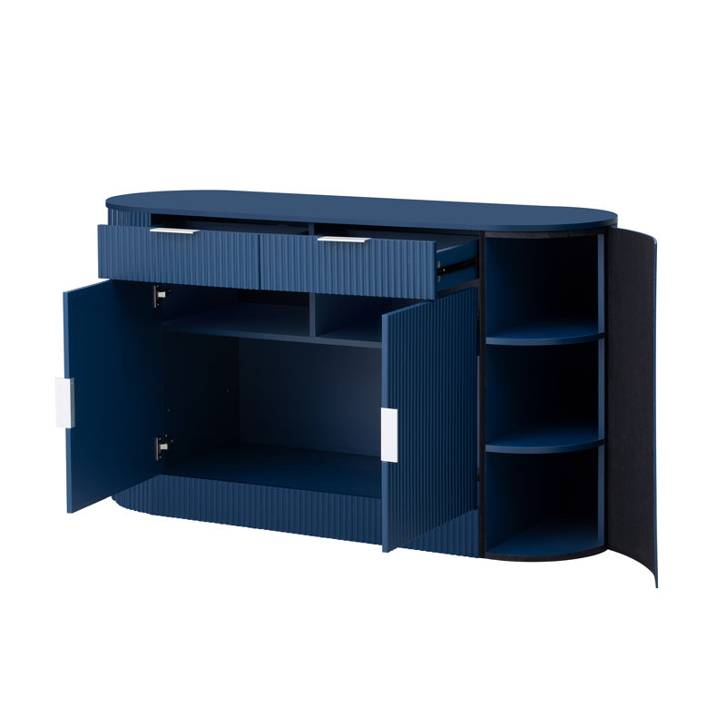 Armoire de rangement moderne 55,1 po - 2 portes et 2 tiroirs, Marine