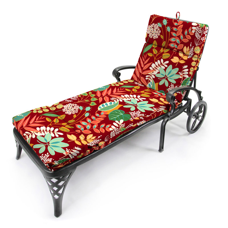 Coussin de chaise longue d'extérieur 72 "x 22" avec attaches et boucle