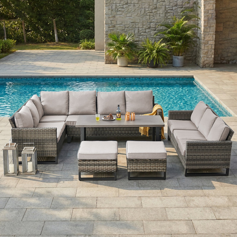 Ensemble de conversation modulaire avec coussins pour 10 personnes Ingvald, Beige