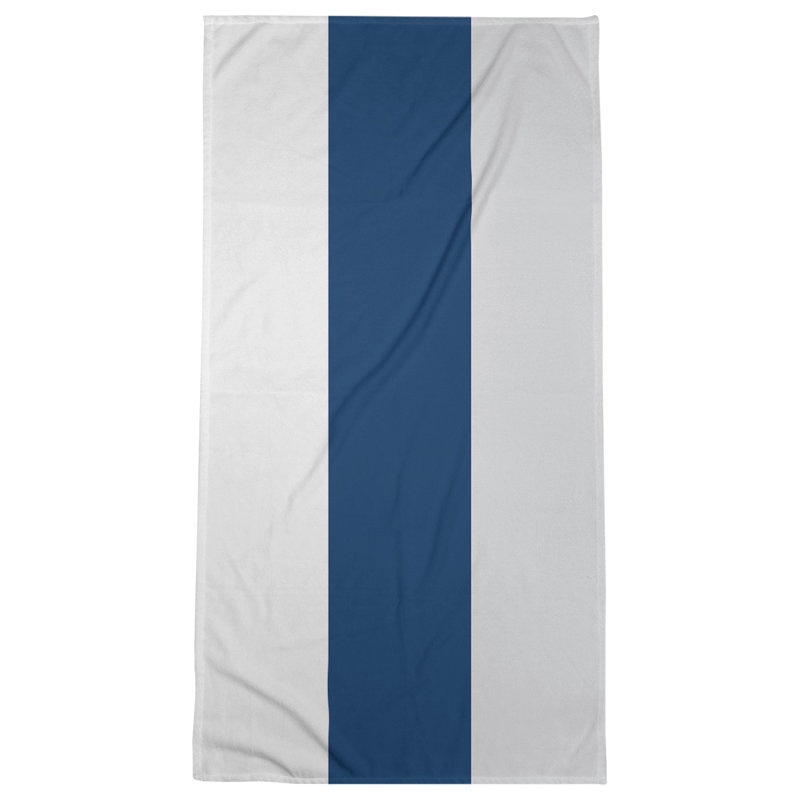 Bath Towel, White/Navy/Gray, Polyester/Cotton