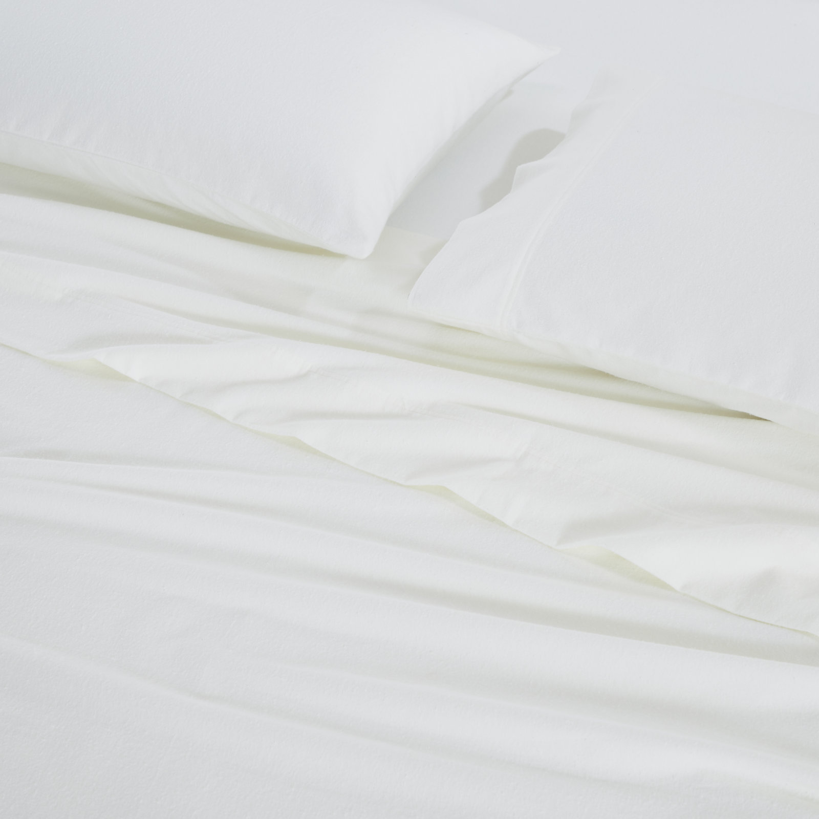 Rome 100% Flannel Cotton Solid Fuzzy Warm Deep Pocket Sheet Set, King Sheet Set with 2 Pillowcases, Ivory