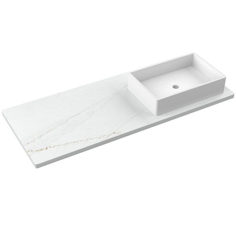 Gilded Single Left/Right Bath Floating Vanity, Gray Weathered, 54"