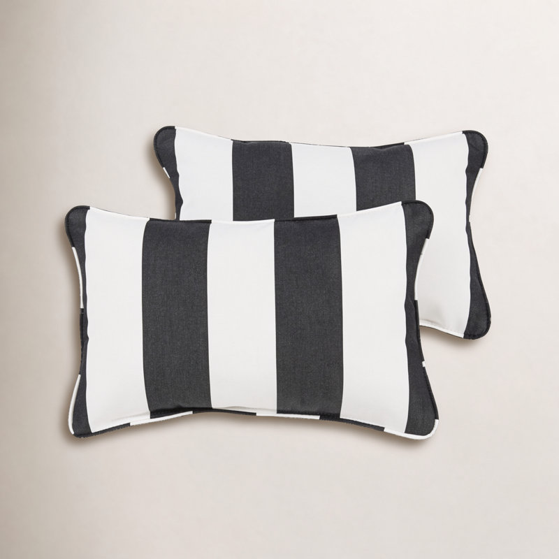 Housse de coussin d'extérieur rectangulaire Bridger, Cabana classique à rayures noires Sunbrella®, H 13 po x l 20 po
