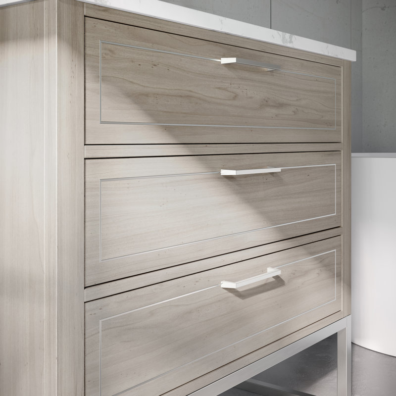 Markham 36'' W Single Vanity, Cashmere Gray, Carrara Marble, Brushed Nickel