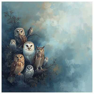 Tapisserie murale «Group Of Owls» - Décoration murale hiboux