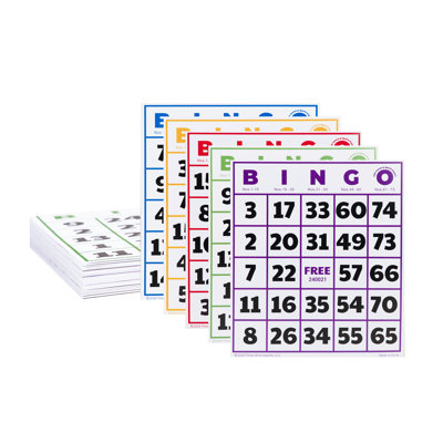 GSE 100-Pack Jumbo Bingo Game Cards with Easy Read Numbers, Reusable Paper Bingo Sheets