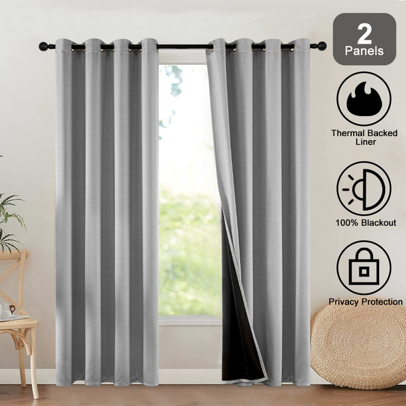 Rideaux d'extérieur - Plume de luxe avec sangle de suspension de 4 cm (ensemble de 2), L 50 po x L 96 po, Gris clair