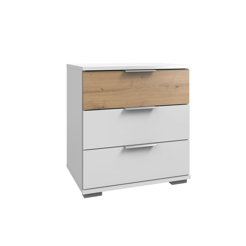 Alexsys 52cm W Particle Board / Chipboard Bedside Table, White/Artisan Oak