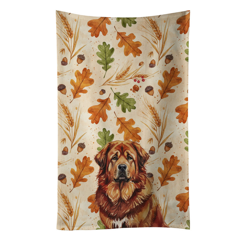 Serviette de cuisine rouge et rouge, Mastiff tibétain rouge et or